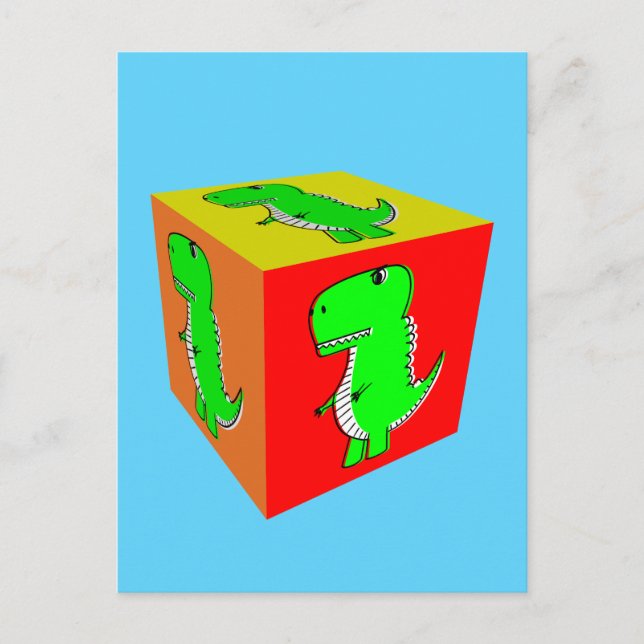Carte Postale Carton mignon Dino Cube Art (Devant)