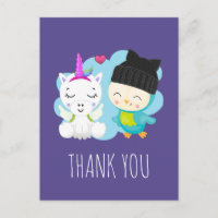 Carton mignon Unicorne et Merci d'oiseaux