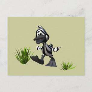 Carte Postale Carton mignon Zebra Duck
