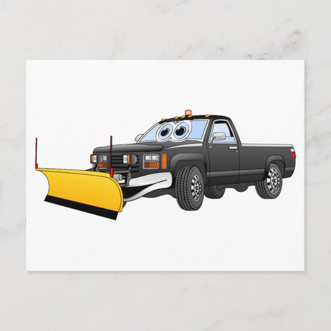 Carte Postale Carton noir Y ramassage Camion Plow Neige (Devant)