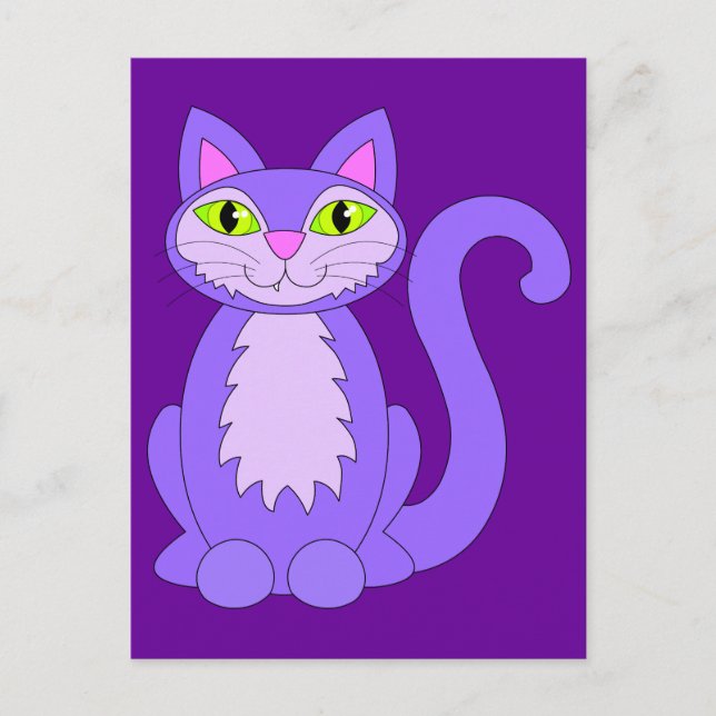 Carte Postale Carton vert pour chat mauve Snaggletooth Kitty Eye (Devant)