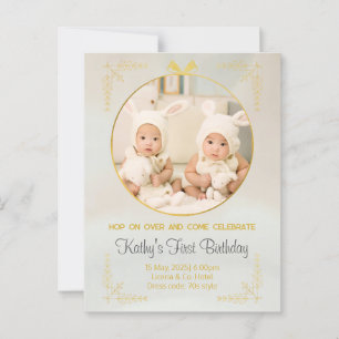 Carte Postale cartons d'invitation 1er anniversaire jumeaux