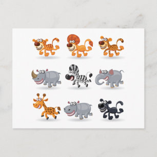 Carte Postale Cartoon animals set 1