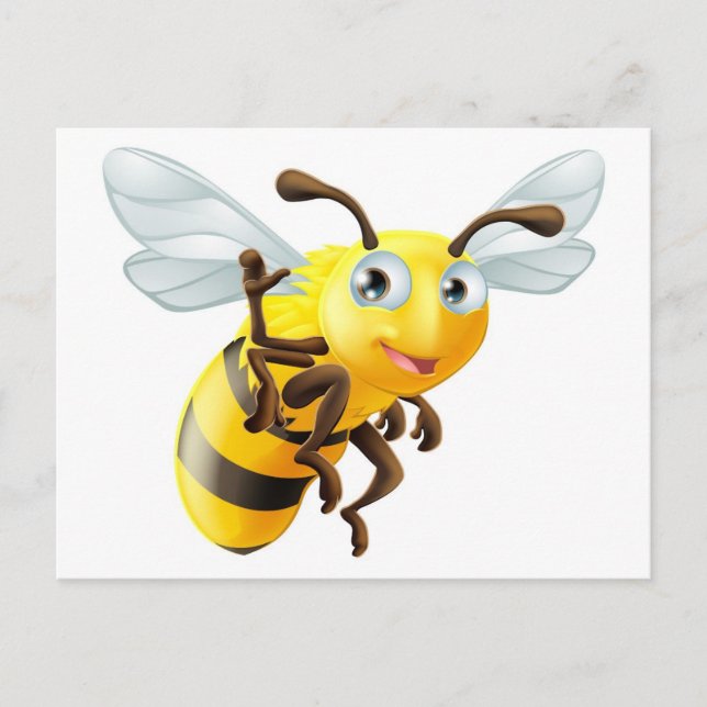 Carte Postale Cartoon Bee Waving (Devant)