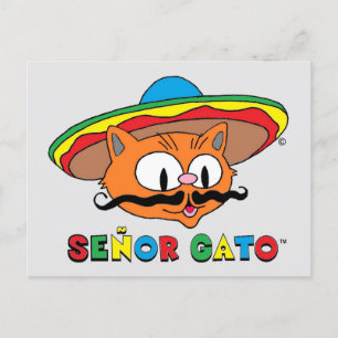 Carte Postale Cartoon coloré mignon Cat Cinco de Mayo