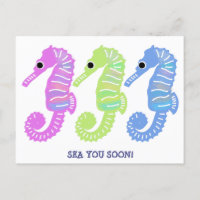 Cartoon coloré Seashorses Poisson Message personna