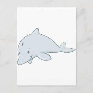 Carte Postale Cartoon cool pour bébé dauphin à col mince