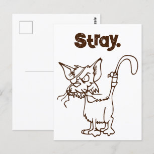 Carte Postale Cartoon de chat en pelouse dure - Attitude drôle T