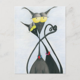 Carte Postale Cartoon de chats gris et noir