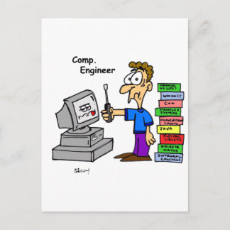Carte Postale Cartoon de l'ingénieur informatique