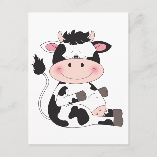 Carte Postale Cartoon de vache bébé mignon (Devant)