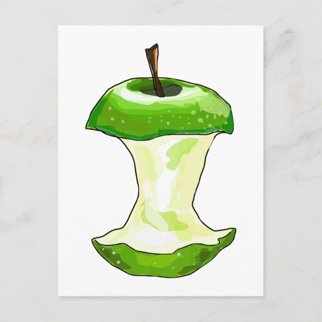 Carte Postale Cartoon Green Apple (Granny Smith) Apple Core (Devant)