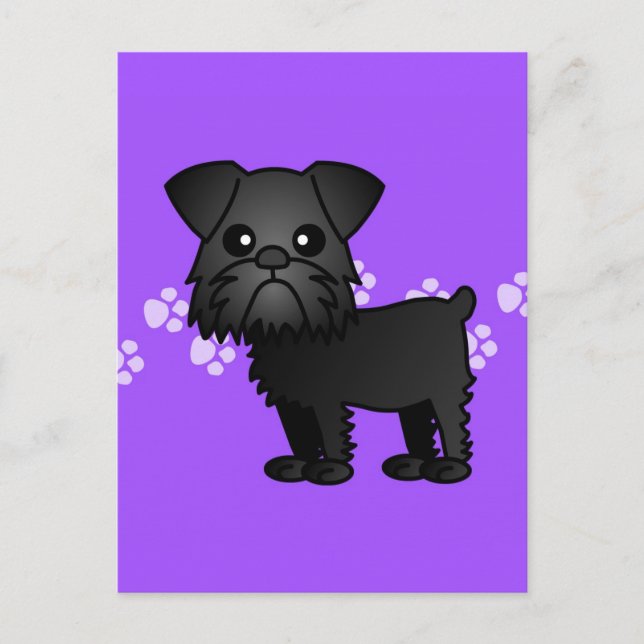 Carte Postale Cartoon Griffon Noir Cute Bruxelles (Devant)