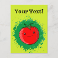 Cartoon mignon Tomate vert Paint Splash
