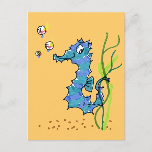 Carte Postale Cartoon Seahorse Cute (Devant)