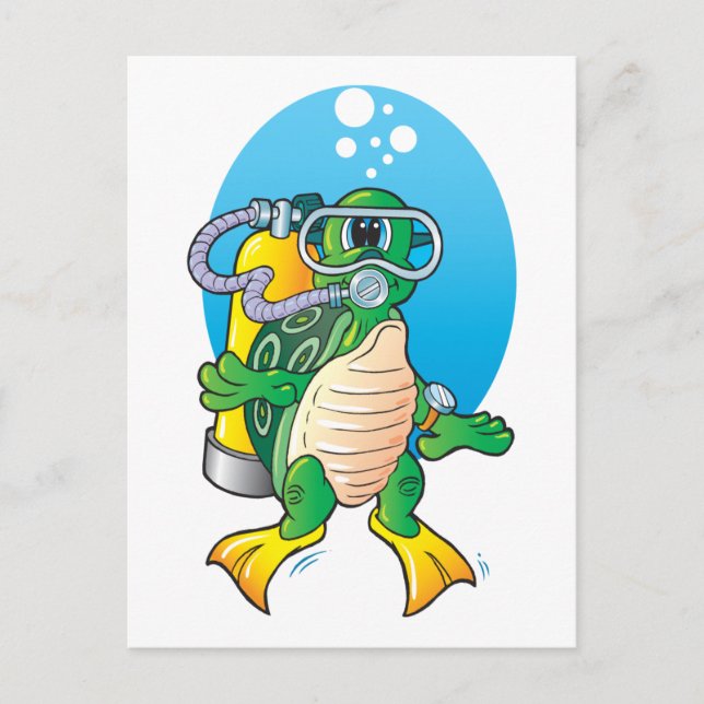 Carte Postale Cartoon Tortue de mer (Devant)
