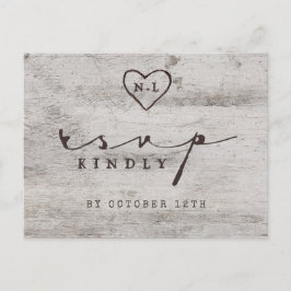 Carte Postale Carved Sweethearts Rustic Wedding Meal Choice