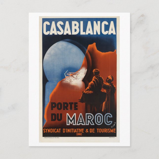 Carte Postale Casablanca Maroc Vintage inspiré (Devant)