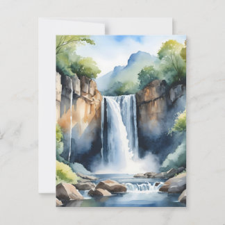 Carte Postale Cascade aquarelle peinte