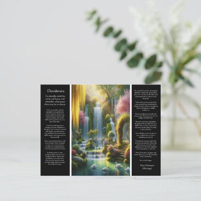 Carte Postale Cascade de Desiderata : Oasis de lumière et d'amou (Debout devant)