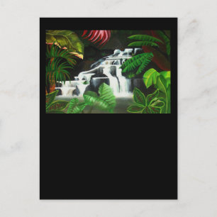 Carte Postale Cascade de la Jungle Sauvage peinture acrylique