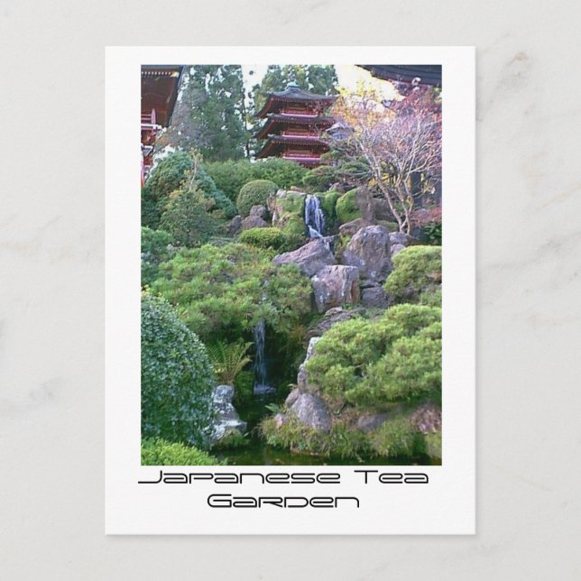 Carte Postale Cascade japonaise du jardin de thé (Devant)