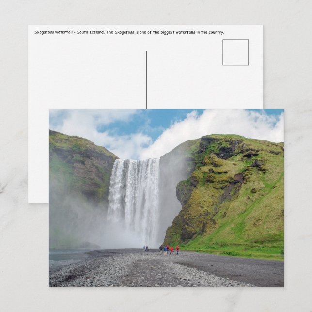 Carte Postale Cascade Skogafoss - Village Skogar, Islande (Devant / Derrière)