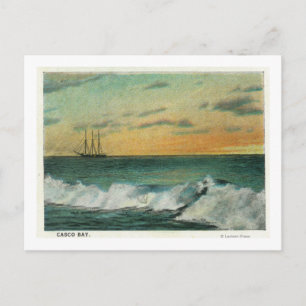 Carte Postale Casco Bay, MaineBateau dans la baie au lever du so