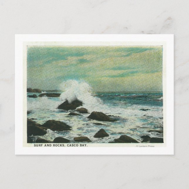Carte Postale Casco Bay, MaineSurf et Beach Rocks (Devant)
