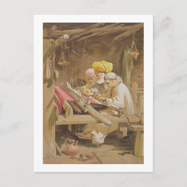 Carte Postale Cashmere Shawls: Weaving, 1863 (chromolitho) (Devant)