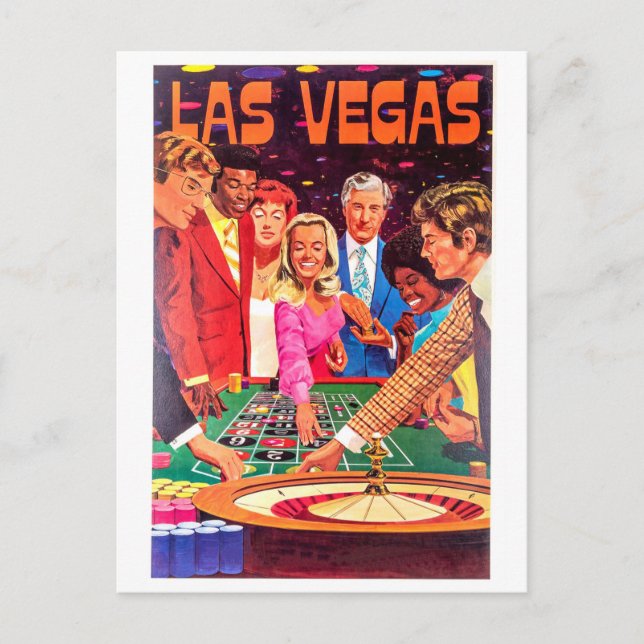 Carte Postale Casino, Las Vegas, les gens jouent à la roulette (Devant)