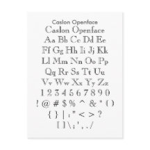 Caslon Openface - Feuille d'échantillonnage de pol
