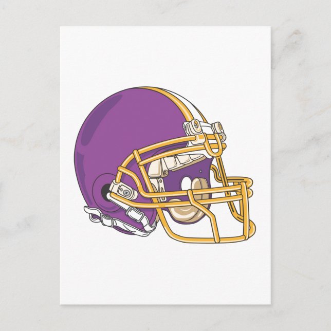 Carte Postale Casque de football en or violet (Devant)