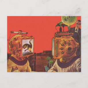 Carte Postale Casques vintages de science-fiction, Aliens de pun