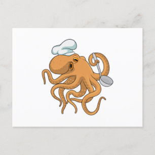 Carte Postale Casquette chef Octopus Cook