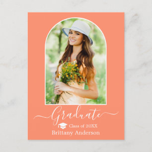 Carte Postale Casquette d'arc moderne Calligraphie Coral Peach G