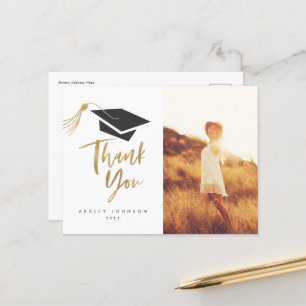 Carte Postale Casquette de diplôme et Tassel Gold Foil Photo car