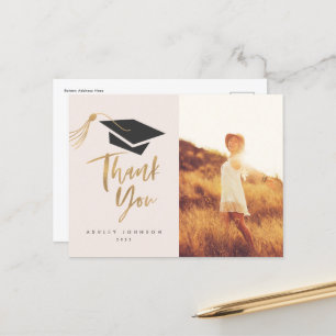 Carte Postale Casquette de diplôme et Tassel Gold Foil Photo car