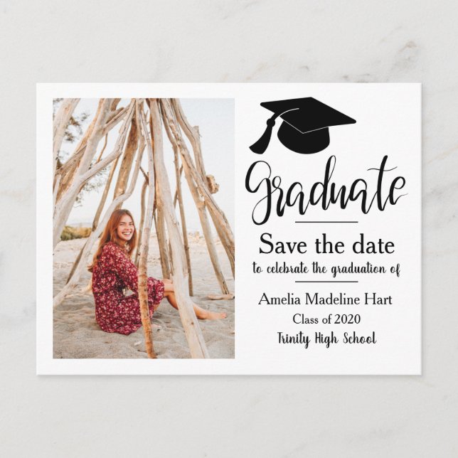 Carte Postale Casquette de la fête de graduation | Enregistrer l (Devant)