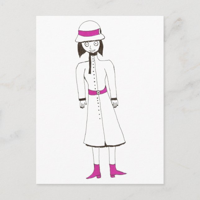 Carte Postale Casquette et manteau fille déplaisante (Devant)