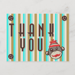 Carte postale Casquette fou Sock Monkey Merci