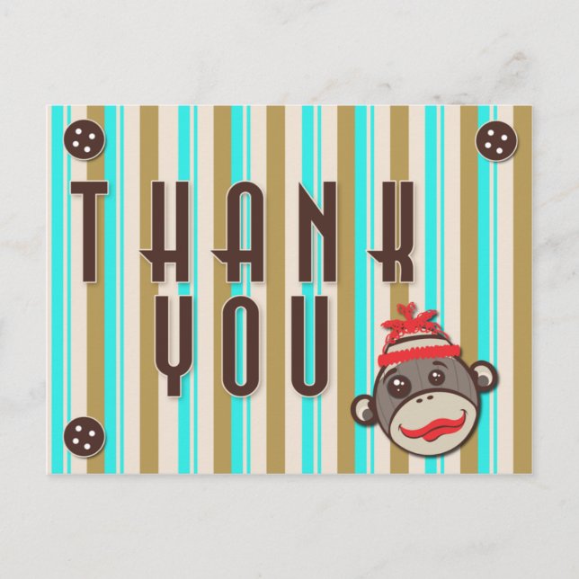 Carte postale Casquette fou Sock Monkey Merci (Devant)