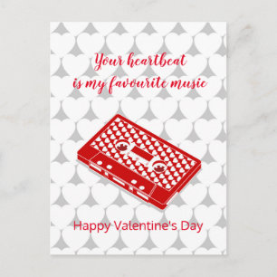 Carte Postale Cassette audio rouge rétro pour la Saint-Valentin