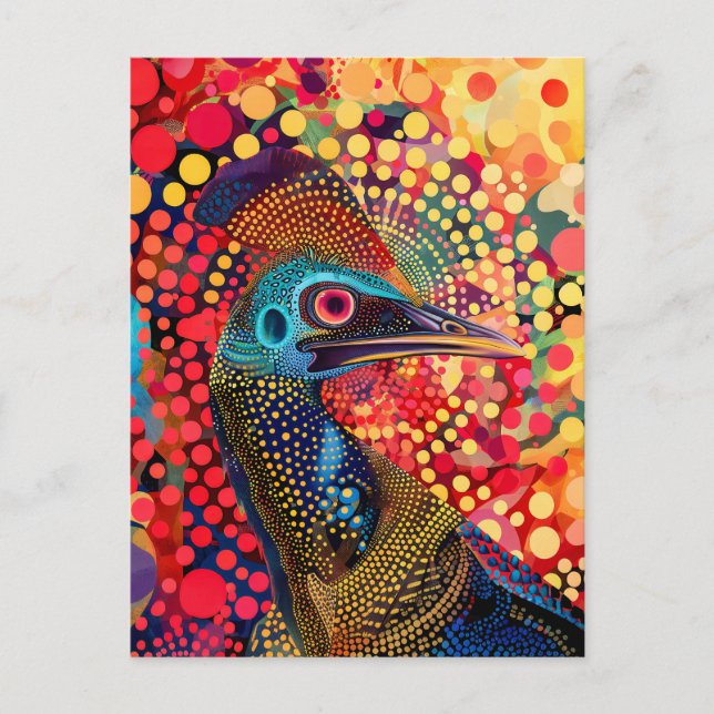 Carte Postale Cassowé en Aborigène Dot Art Style (Devant)