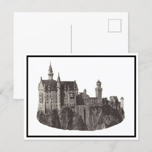Carte Postale Castle Neuschwanstein Photo d'art noir et blanc