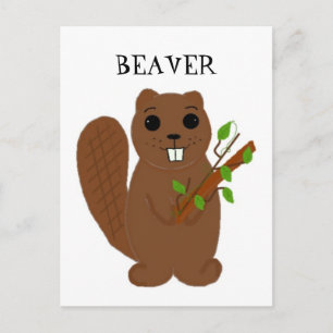 Carte Postale Castor de dessin animé à dents de devant proéminen