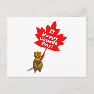 Carte Postale Castor et feuille d'érable de la fête du Canada