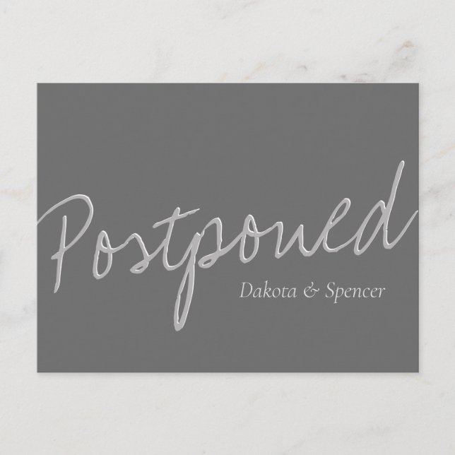 Carte Postale Casual Script | Mariage différé gris argent (Devant)