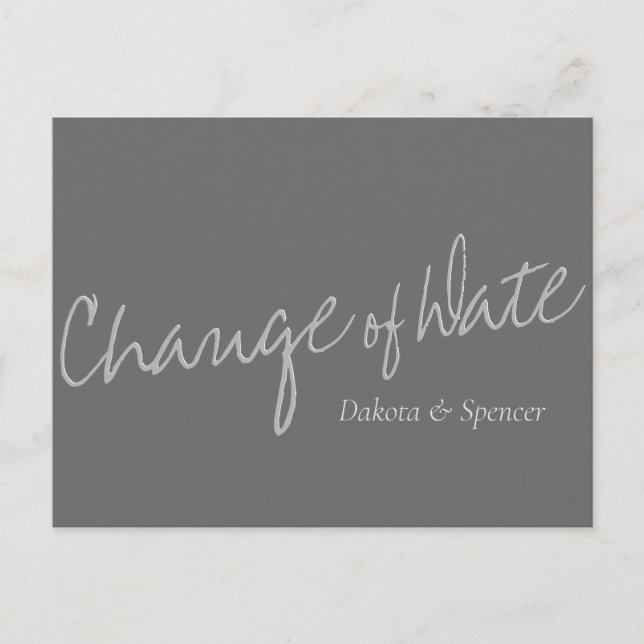 Carte Postale Casual Script | Silver Grey Changement de date de  (Devant)