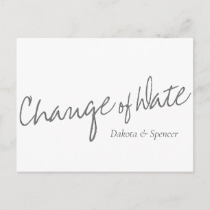 Carte Postale Casual Script White Grey Changement de date de M